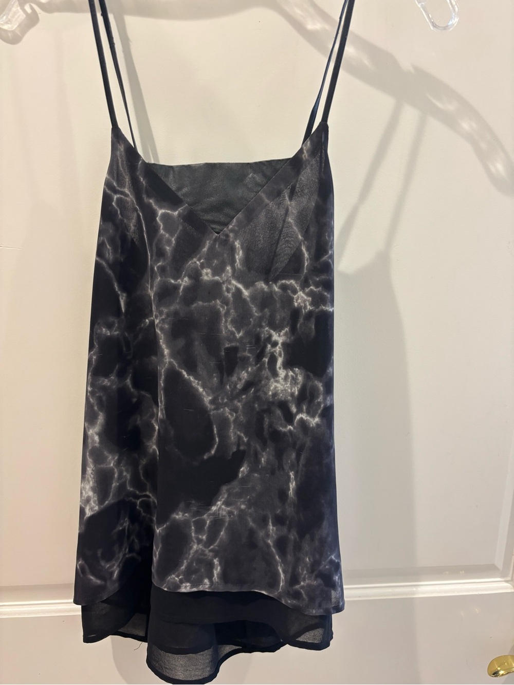 Divided Black Marble-Print Spaghetti Strap Cami
